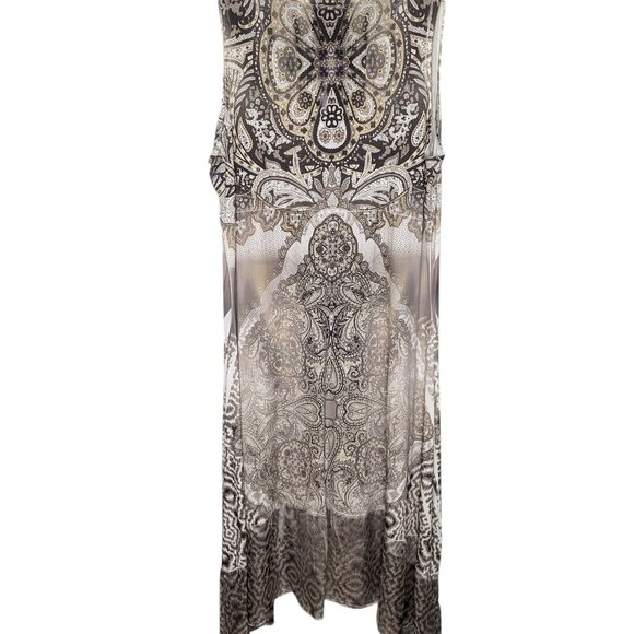 World Unity Dress 1X Maxi Stretch Sleeveless V Neck Embellished Gray Tie Dye - Picture 4 of 6